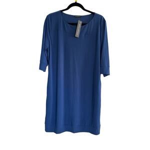 NWT Audrey Whitmore Womens Medium Solid Blue Dress Slinky Above The Knee #3039